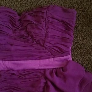 Medium Strapless Purple Ruched Dress with Ruffles